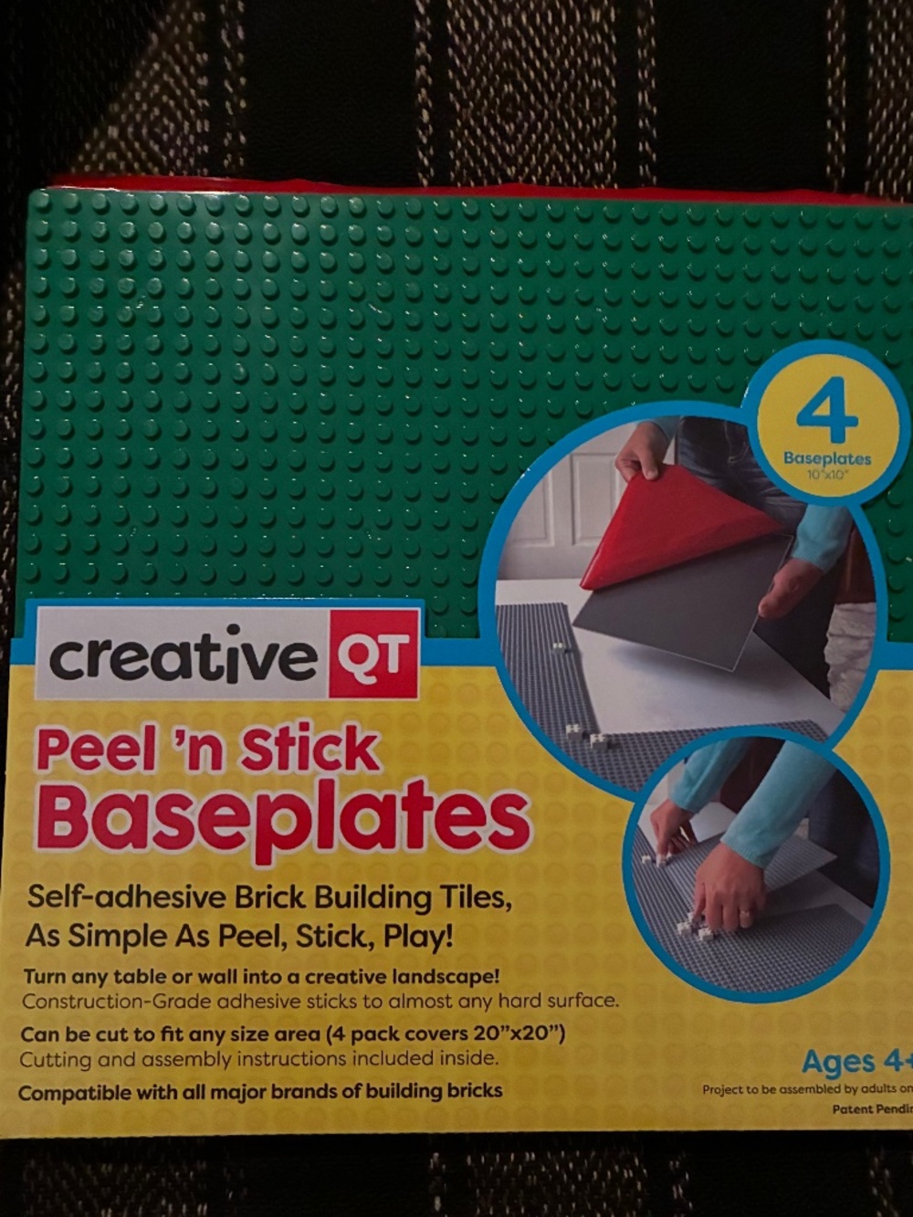 Peel 'n Stick Baseplates 4-Pack Green For LEGO
